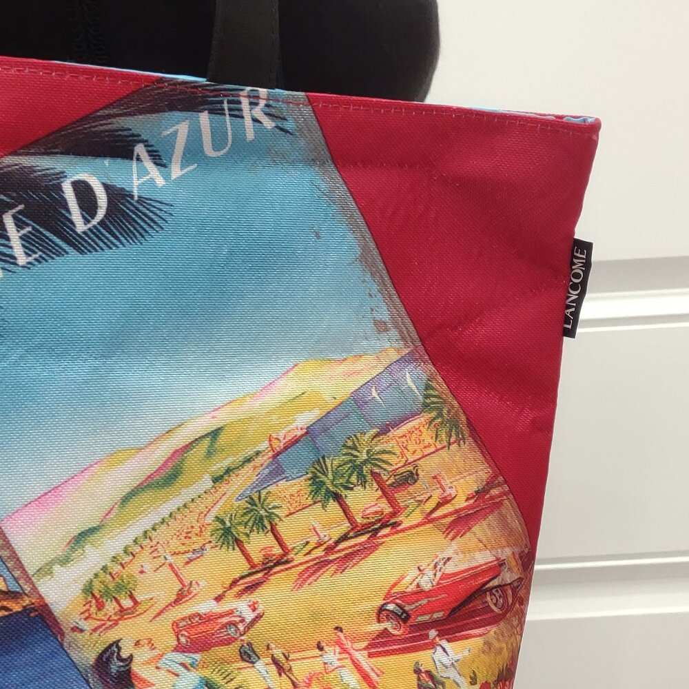 Lancôme Paris Cannes Cote D' Azur Red Tote Bag - Picture 3 of 7